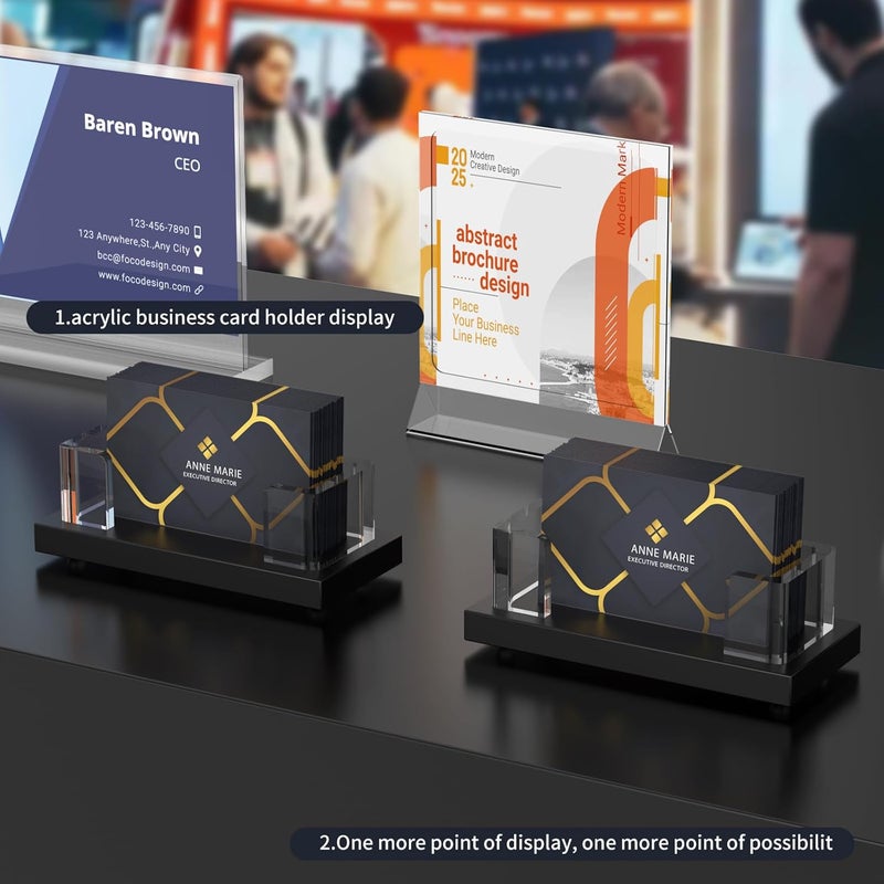 EMOMAS Acrylic Business Card Holder for Desk,Business Card Stand,Clear Business Card Display,Desk Business Card Holders,Business Card Display Stand,Acrylic Business Card Holder Display,Black 4 Pcs - Image 4
